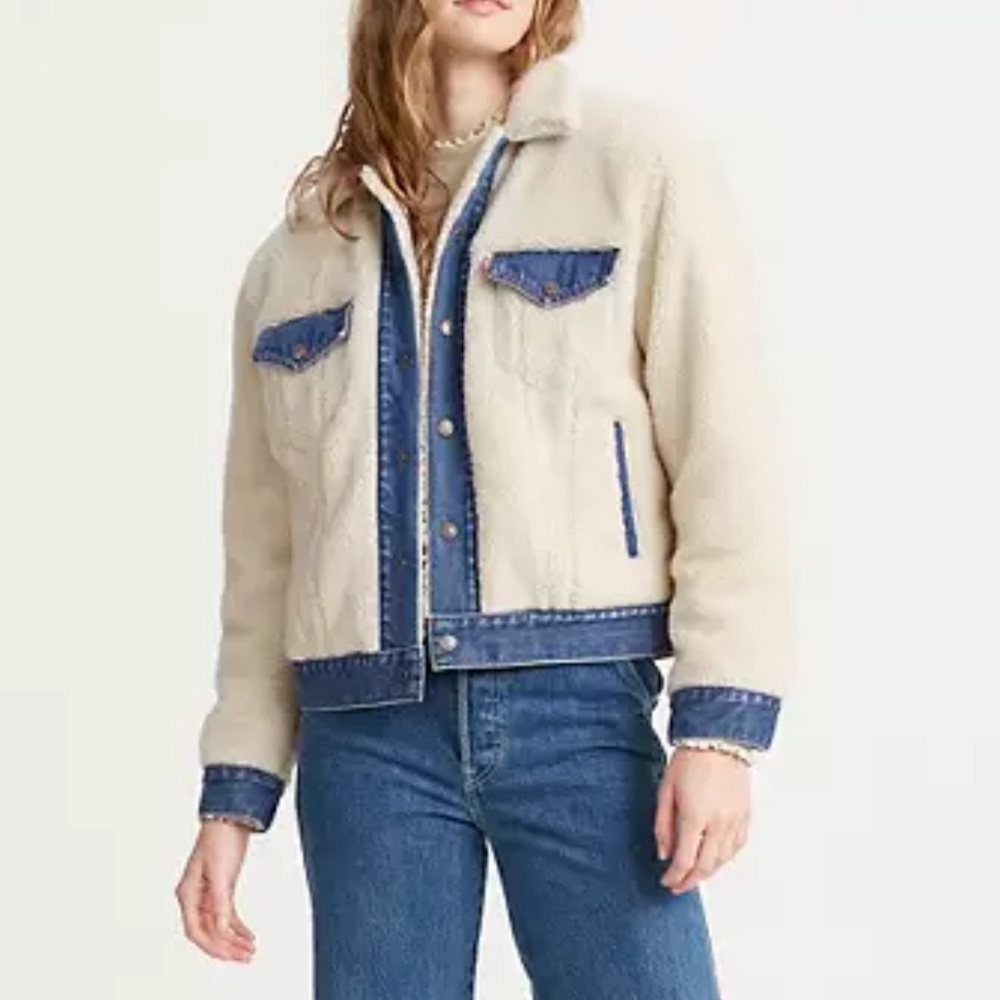 Levi's Ex Boyfriend Pieced Trucker Jacket denim jacket Sherpa teddy